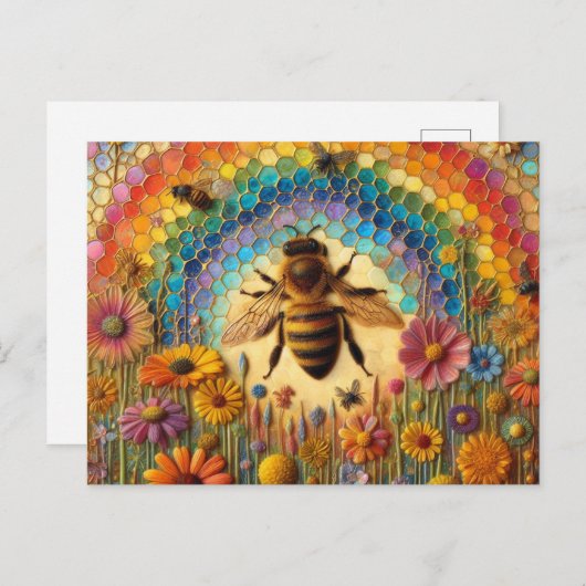 Carte Postale Abeilles Encaustiques colorées (Devant / Derrière)