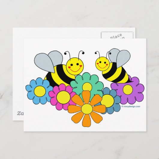 Carte Postale Abeilles et fleurs (Devant / Derrière)