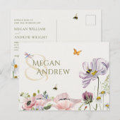 Carte Postale Abeilles florales esthétiques mariage (Devant / Derrière)