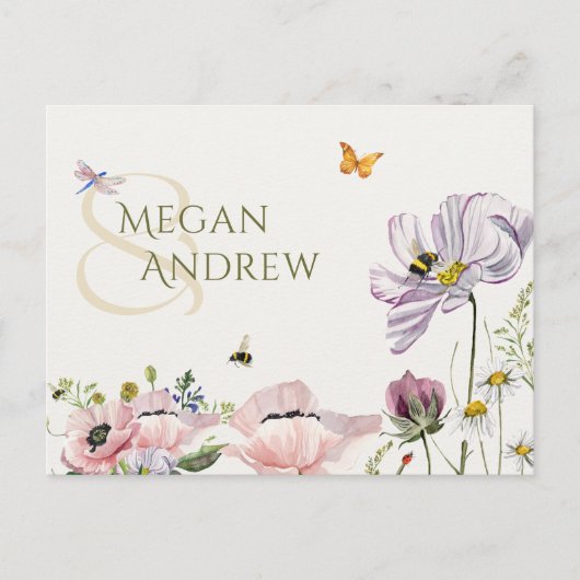 Carte Postale Abeilles florales esthétiques mariage (Devant)