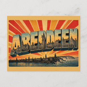 Carte Postale Aberdeen Écosse Art de voyage vintage