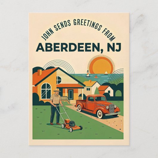 Carte Postale Aberdeen NJ Retro (Devant)
