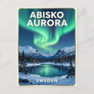 Carte Postale Abisko Suède Aurores Boréales Paysage Montagneux