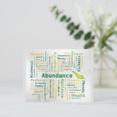 Carte Postale Abondance Mot Cloud Vert Jaune Couleurs (Debout devant)