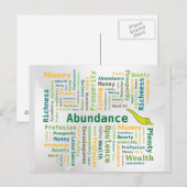 Carte Postale Abondance Mot Cloud Vert Jaune Couleurs (Devant / Derrière)