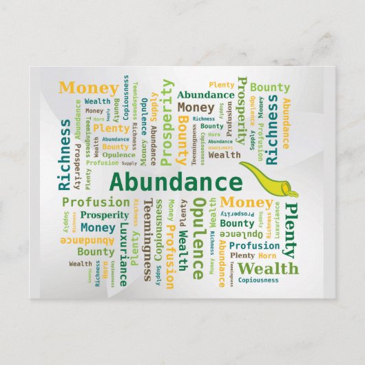 Carte Postale Abondance Mot Cloud Vert Jaune Couleurs (Devant)