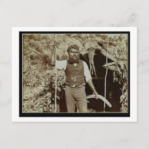 Carte Postale Aborigène avec un Boomerang, vers 1860 (photo sépi