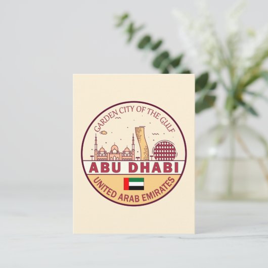 Carte Postale Abou Dhabi Émirats arabes unis Emblem Skyline (Debout devant)
