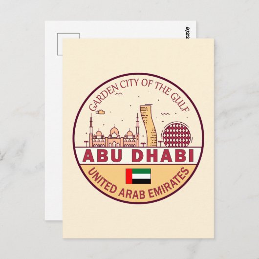 Carte Postale Abou Dhabi Émirats arabes unis Emblem Skyline (Devant / Derrière)