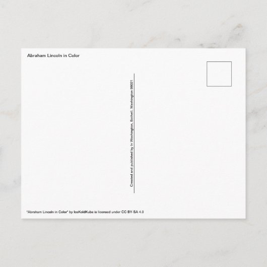 Carte postale Abraham Lincoln (Dos)