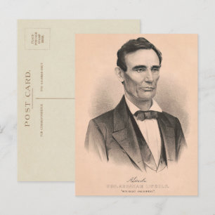 Carte Postale Abraham Lincoln Élu Président 1860 Lithographie