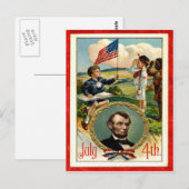 Carte Postale Abraham Lincoln Enfants Vintage 4 juillet (Devant / Derrière)