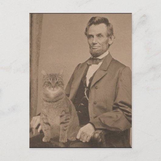Carte Postale Abraham Lincoln et son chat "Gloria" (Devant)