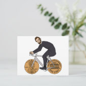 Carte Postale Abraham Lincoln Sur Un Vélo Avec Bouteille De Joue (Debout devant)