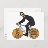 Carte Postale Abraham Lincoln Sur Un Vélo Avec Bouteille De Joue (Devant / Derrière)