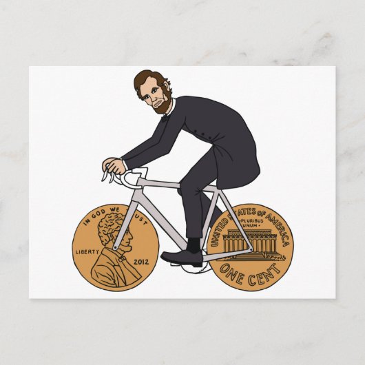Carte Postale Abraham Lincoln Sur Un Vélo Avec Bouteille De Joue (Devant)