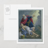 Carte Postale Abraham Offrant Son Fils Isaac, d'une Bible pr (Devant / Derrière)