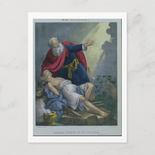 Carte Postale Abraham Offrant Son Fils Isaac, d'une Bible pr (Devant)
