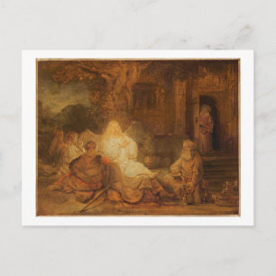 Carte Postale Abraham Receives the Three Angels, 1646 (oil on pa