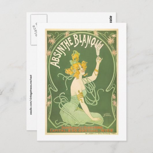Carte Postale Absinthe Blanqui Nover Art (Devant / Derrière)