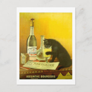 Carte Postale Absinthe Bourgeois et Cat Fine Poster vintage