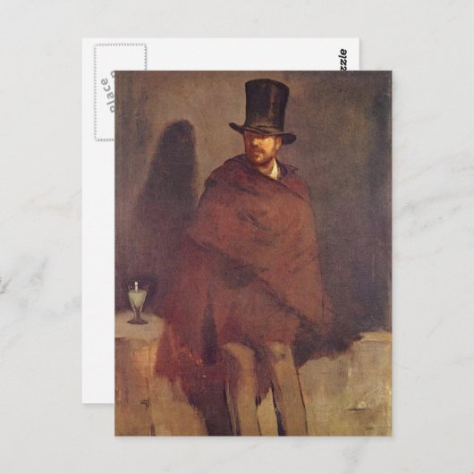 Carte Postale Absinthe Drinker - Edouard Manet (Devant / Derrière)