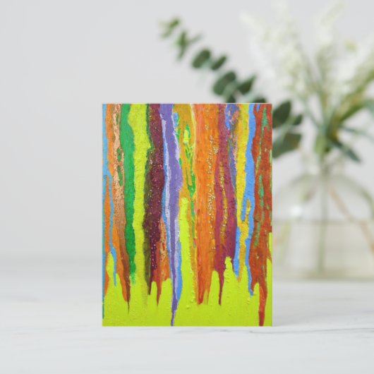 Carte Postale Abstract art rainbow stripes paint drip (Debout devant)