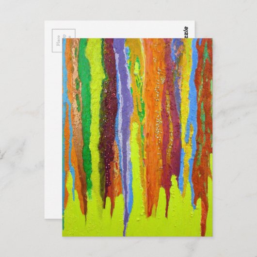 Carte Postale Abstract art rainbow stripes paint drip (Devant / Derrière)