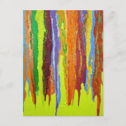 Carte Postale Abstract art rainbow stripes paint drip (Devant)