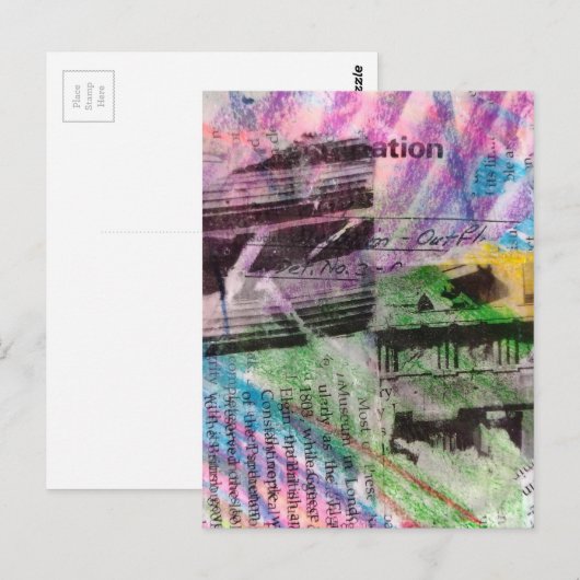 Carte Postale abstract collage architecture and words (Devant / Derrière)