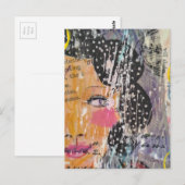Carte Postale abstract collage with face words and polka dots (Devant / Derrière)