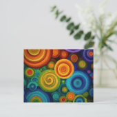 Carte Postale Abstract concentric circles in vibrant multicolor  (Debout devant)