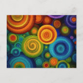 Carte Postale Abstract concentric circles in vibrant multicolor  (Devant)
