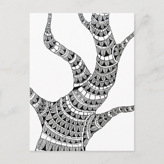 Carte Postale Abstract Curvy Tree Pen Drawing (Devant)