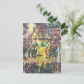 Carte Postale Abstract Green Face Mixed Media Collage (Debout devant)