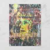 Carte Postale Abstract Green Face Mixed Media Collage (Devant)