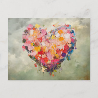Carte Postale Abstract Heart Flowers Impressionist Postcard
