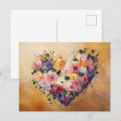 Carte Postale Abstract Heart Flowers Impressionist Postcard (Devant / Derrière)