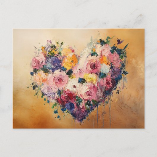 Carte Postale Abstract Heart Flowers Impressionist Postcard (Devant)