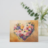 Carte Postale Abstract Heart Flowers Impressionist Postcard (Debout devant)