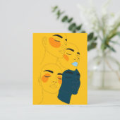 Carte Postale Abstract Line Art Print, Four Overlapping Faces (Debout devant)