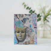 Carte Postale Abstract Stone Face Mixed Media Collage (Debout devant)