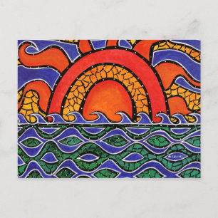 Carte Postale Abstract Sunset Colorful Art Postcard