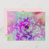 CARTE POSTALE ABSTRACT TEAL BLUE, PINK WAVES, SPARKLES, PURPLE G (Devant / Derrière)