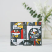 Carte Postale Abstraction Cubiste Moderne du Visage (Debout devant)