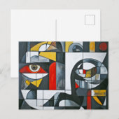 Carte Postale Abstraction Cubiste Moderne du Visage (Devant / Derrière)