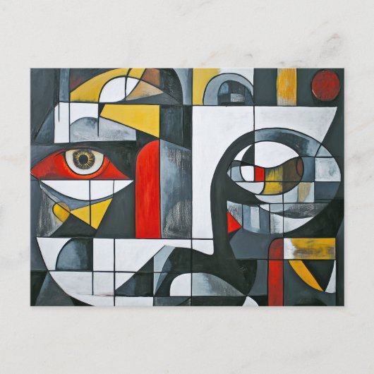 Carte Postale Abstraction Cubiste Moderne du Visage (Devant)