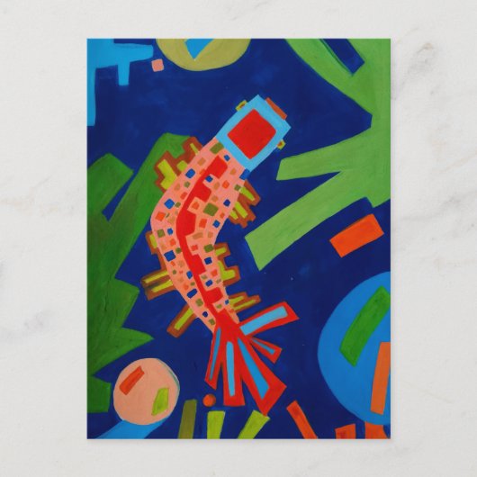 Carte Postale abstraction, poisson, carpe, cubisme, (Devant)