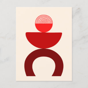 Carte Postale Abstrait Art Moderne Formes géométriques Rouge