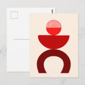 Carte Postale Abstrait Art Moderne Formes géométriques Rouge (Devant / Derrière)